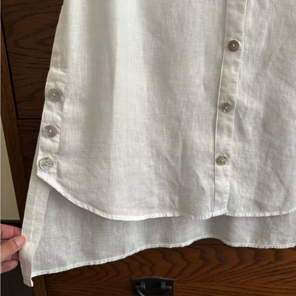J Jill Sleeveless Button-Front White Linen Top- Size S - Picture 6 of 12